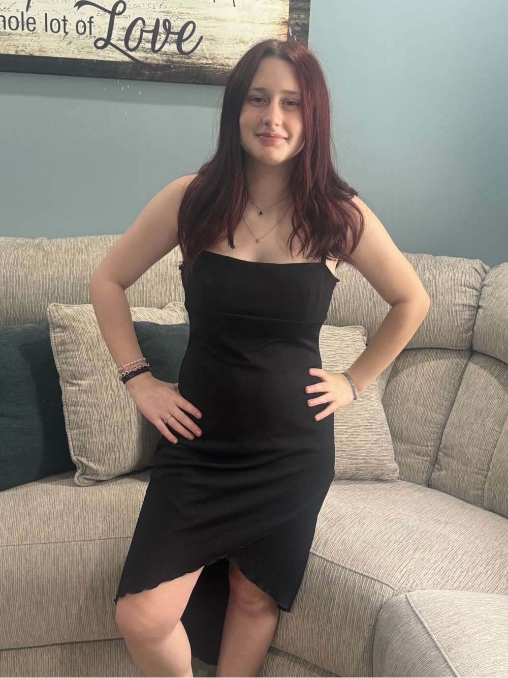Black spaghetti strap Asymmetrical Midi Dress - Classic Evening Look